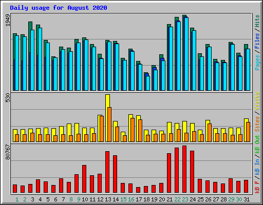 Daily usage for August 2020