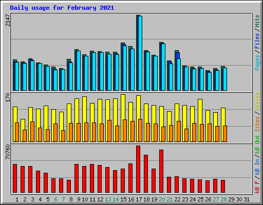 Daily usage for February 2021