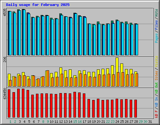 Daily usage for February 2025