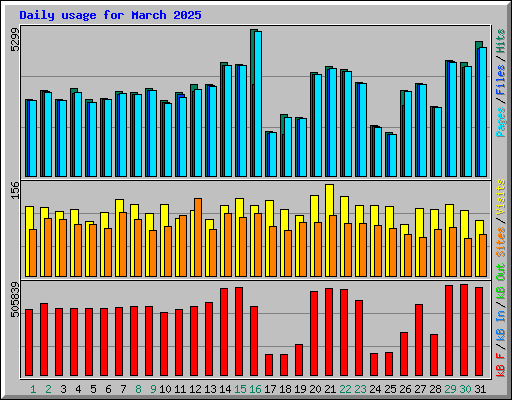 Daily usage for March 2025